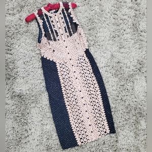 Anthropologie Beguile by Bryon Lars Sleeveless Button Pink/Navy Lasercut Size 4